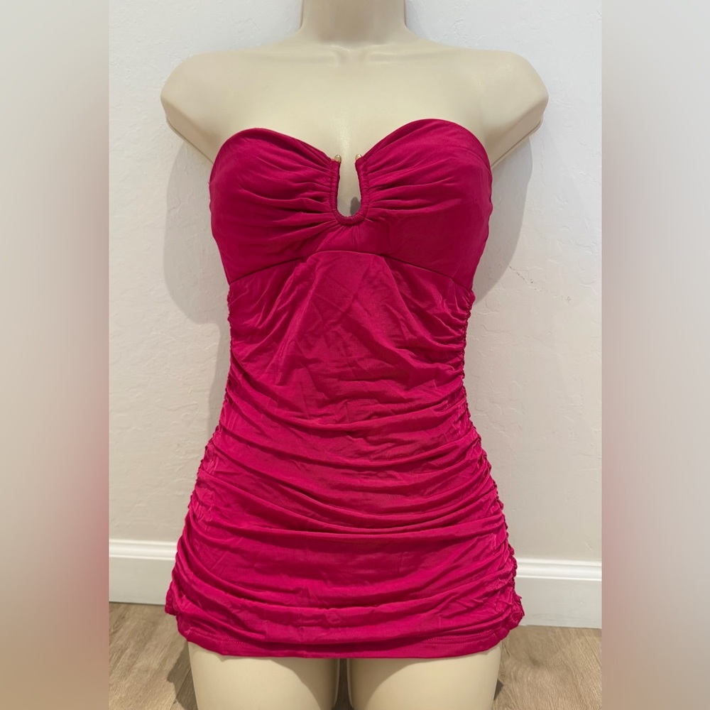 Bebe 💕sexy Strapless Pink dressy top blouse tube top shirt women’s size small